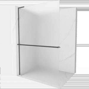 Mexen Kioto+ L душ стена с рафт Walk-in 110 x 200 см, мат, матирана оръжейно сива - 800-110-123-66-30 (800-110-123-66-30)
