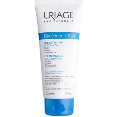 Uriage Bariéderm CICA Cleansing Gel антибактериален и успокояващ почистващ гел за чувствителна кожа на тялото и лицето 200 ml унисекс