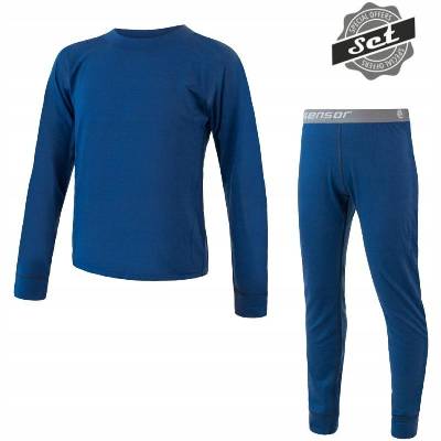 SENSOR MERINO AIR SET dětský triko dl.rukáv + spodky tm.modrá velikost 130
