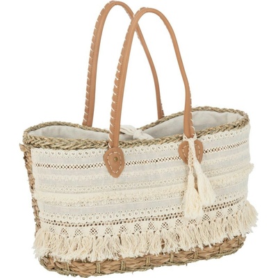 Plážová pletená taška s ozdobnou čipkou Beach Bag lace 42*22*27cm J-Line by Jolipa