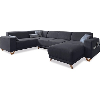 Miuform Антрацитен разтегателен/с място за съхранение ъглов диван (ляв ъгъл/U форма) Classy Sophie - Miuform (B535LIN19)