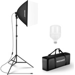 NEEWER 350 W Equivalent Softbox Lighting Set, 5700 K LED Light Bulb, 24 x 24 Inch Photo Studio Soft Box with E27 Socket, Photography Continuous Lighting Set, Photo Studio Equipment, NK300 - 10103989