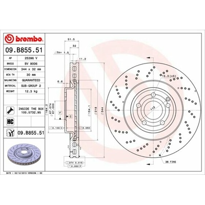 BREMBO brzdový kotúč 09.B855.51, súprava 2 ks