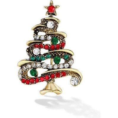 Éternelle vánoční brož se zirkony Christmas Tree 5 vánoční stromeček B2098-11120205345901 Barevná/více barev