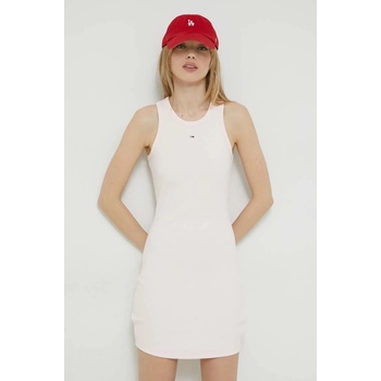 Tommy Hilfiger Рокля Tommy Jeans в розово къс модел с кройка по тялото (DW0DW15344.PPYX)