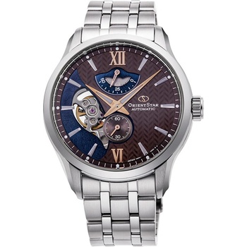 Orient Star RE-AV0B02Y Мъжки часовник - Автоматичен, Синьо-Кафяв Циферблат, Полу-Скелетон, 41мм, Резерв 50ч, 100м Водоуст