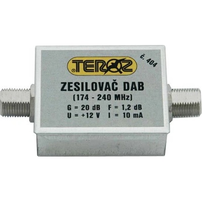 Teroz Anténní zesilovač 404X, DAB, G20dB, F1,2dB, U98dBμV, F-F