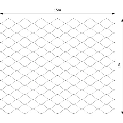 Lanková sieť, 1 x 15 m, oko 40 x 40 mm, ø 2 mm, AISI 316