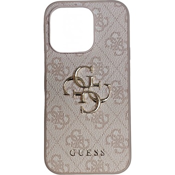 Cover iPhone 14 Pro 4G Piastra metallica Marrone Guess