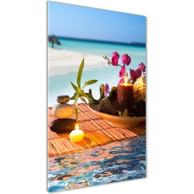 Vertikálny foto obraz sklenený Orchidea a bambus 50x100 cm