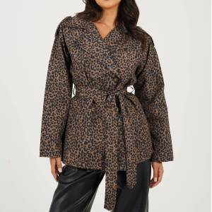 Brave Soul Ladies Pollie Trench Coat - Leopard