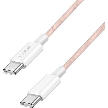 LogiLink USB 2.0 Type-C кабел, C/M - C/M, 480 Mbps, 60W, найлон, розов, 1 м