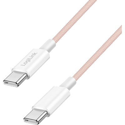 LogiLink USB 2.0 Type-C кабел, C/M - C/M, 480 Mbps, 60W, найлон, розов, 1 м