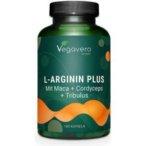 Vegavero Л-Аргинин Плюс Мака, Кордицепс и Трибулус - L-Arginin Plus (mit Maca, Cordyceps, Tribulus), 180 капсули (VV-VITA-160)