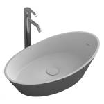 Inter Ceramic Мивка за баня Ноа 67х38 см, полимермраморен камък, сив мат за поставяне върху плот (683g)