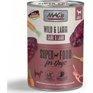 MAC's Mac’s Dog Adult, консерва за пораснали кучета, БЕЗ ЗЪРНО, с дивеч и агне (мин. 70% месо), 400 гр - Германия - 916VE