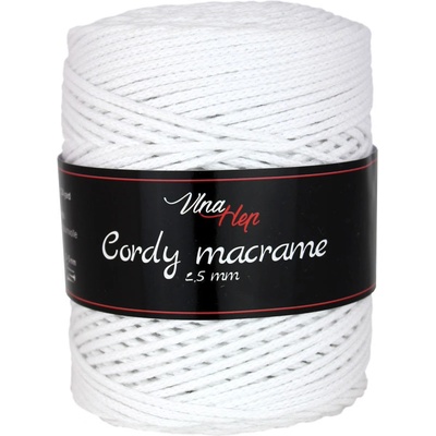 Vlna - Hep Cordy macrame 2,5 mm 8002 bílá