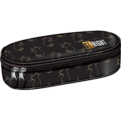 ST.RIGHT Овален ученически несесер St. Right Golden Cats - С 1 цип (PC01)