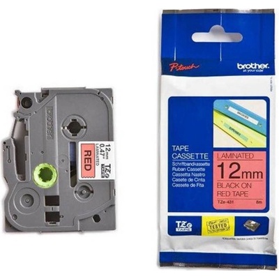 Páska Brother 12mm TZE431, čierna na červenú
