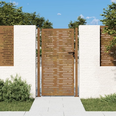 Zahradní branka 105 x 180 cm z cortenové oceli, čtvercový design 217794