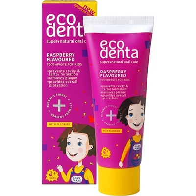 Ecodenta Super+Natural Oral Care Raspberry паста за зъби за деца 75 мл