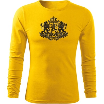 DRAGOWA fit-t Тениска с дълъг ръкав Герб на България, жълта (37418)