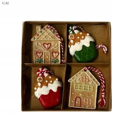 Home Accents Tvarované vianočné gule, Ozdoby na vianočný stromček, Súprava 6 cm, 4 ks