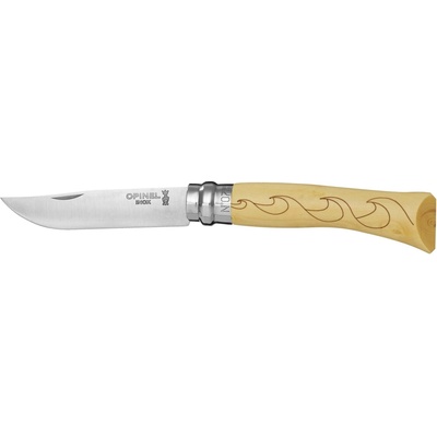 Opinel N°07 Inox 8 cm bukový, motiv Waves 001552
