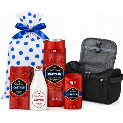 Old Spice Captain sada deostick 50 ml + sprchový gel 3v1 250 ml + deospray 150 ml + kosmetická taška