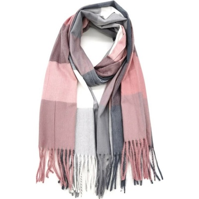 Classic Scarf dámská růžová šedá bílá kostkovaná