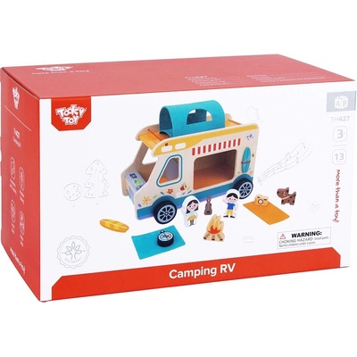 Tooky Toy - Дървен кемпер с фигури и аксесоари TH427