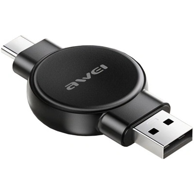 Awei Настолно зарядно устройство USB+Type-C 2, 5 W, зарядно устройство за часовници Samsung и Apple Watch, ЧЕРНО W26 (W26)