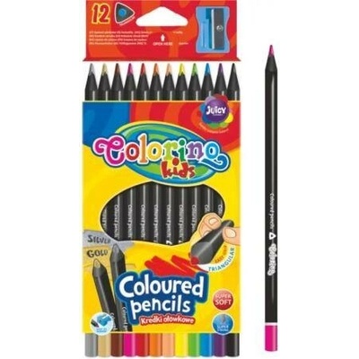 Pastelky trojhranné černé dřevo s ořezávátkem 12 barev