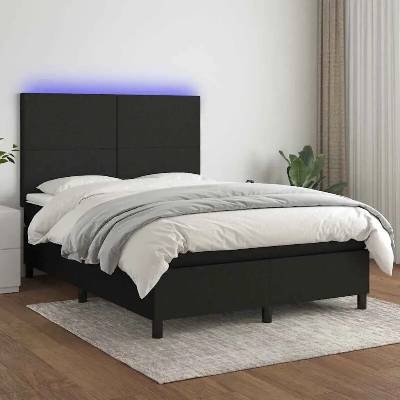 vidaXL 11461.3134719 Boxspring postel s matrací a LED černá textil