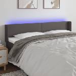vidaXL LED горна табла за легло, сива, 183x16x78/88см, изкуствена кожа (3123062)