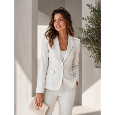 Max Original Leather Dámske kožené sako 8070 white Biela