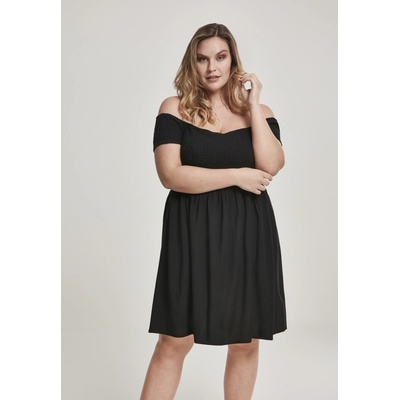 šaty URBAN CLASSICS Ladies Smoked Off Shoulder Dress black