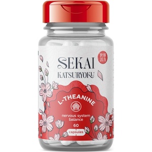 Sekai Katsuryoku L-Theanine, 200 mg, 60 капсули, Sekai Katsuryoku