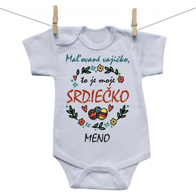 Boodyy Body s krátkym rukávom Maľované vajíčko to je moje srdiečko