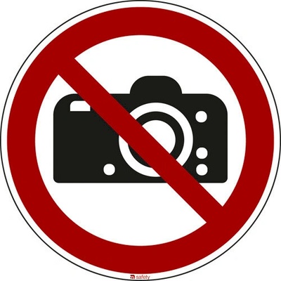 Značka Zákaz fotografovania, ISO 7010, samolepka, , 100 mm, 10 ks