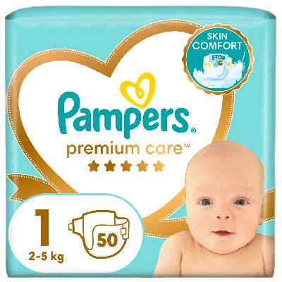 Бебешки пелени Pampers Premium Care - Размер 1, 2-5 kg, 50 броя (1100017445)