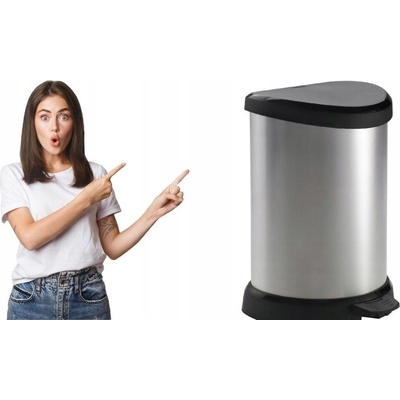 Curver Koupelnový koš s pedálem, stříbrný, 20 l