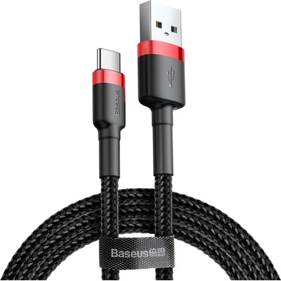 Baseus - Кабел за данни Cafule (CATKLF-U91) - USB към Type-C, 2A, 3m - Червен Черен