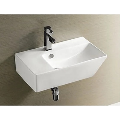 Inter Ceramic Мивка за баня ICC 5065R, Inter Ceramic, стенен монтаж, с отвор за смесител, порцелан, бял, 66x40x17см (5065R)