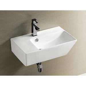 Inter Ceramic Мивка за баня ICC 5065R, Inter Ceramic, стенен монтаж, с отвор за смесител, порцелан, бял, 66x40x17см (5065R)