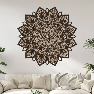 dřevo života 2 vrstvá mandala ROZKVĚTU Rozměry šxv (cm): 60x60, Zvolte barevný dekor: wenge-javor