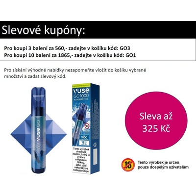 Vuse GO 1000 Pen Blueberry Mint 18 mg 1000 poťahov