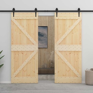 vidaXL Преплъзваща се врата 2 бр. 90 x 210 cm Масивна борова дървесина (3444878)