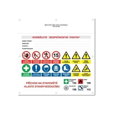 AREÁL STAVBY 1 bezpečnostní banner s logem firmy - 100x100 cm