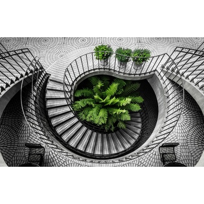 Bondecor Obraz na plátně "Schodiště black & green" 110x70cm